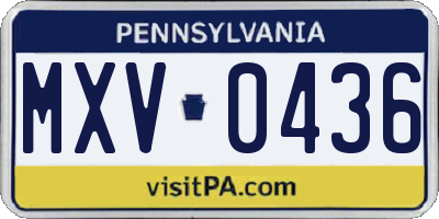 PA license plate MXV0436