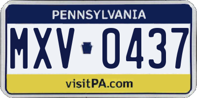 PA license plate MXV0437