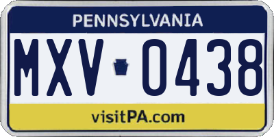 PA license plate MXV0438