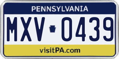 PA license plate MXV0439