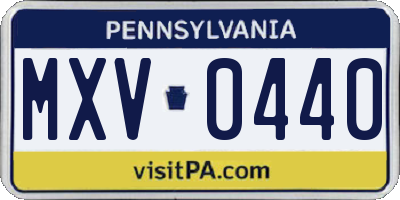 PA license plate MXV0440