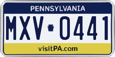 PA license plate MXV0441
