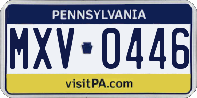 PA license plate MXV0446