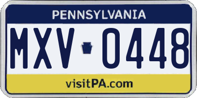PA license plate MXV0448