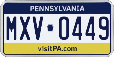 PA license plate MXV0449