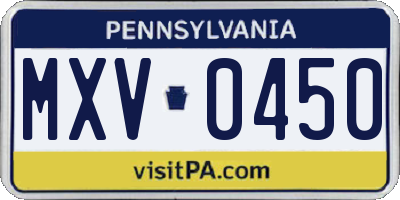 PA license plate MXV0450