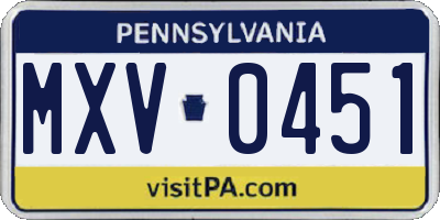PA license plate MXV0451