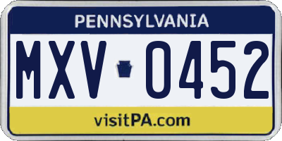 PA license plate MXV0452