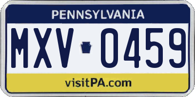 PA license plate MXV0459