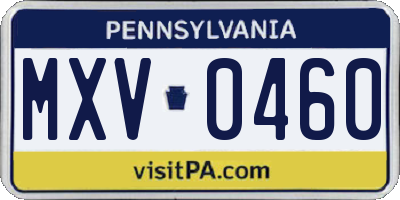 PA license plate MXV0460