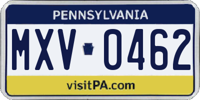 PA license plate MXV0462