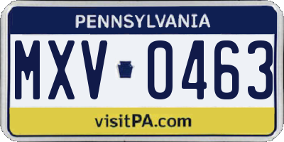 PA license plate MXV0463