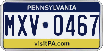 PA license plate MXV0467