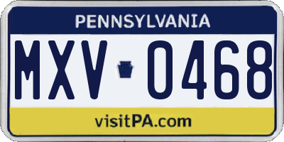PA license plate MXV0468