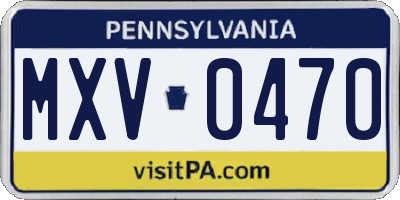 PA license plate MXV0470