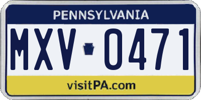 PA license plate MXV0471