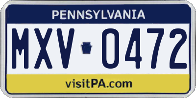 PA license plate MXV0472