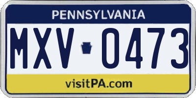 PA license plate MXV0473