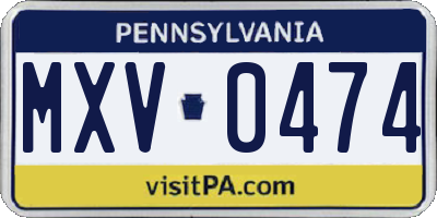 PA license plate MXV0474