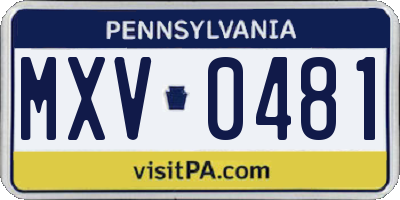 PA license plate MXV0481