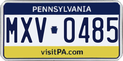 PA license plate MXV0485
