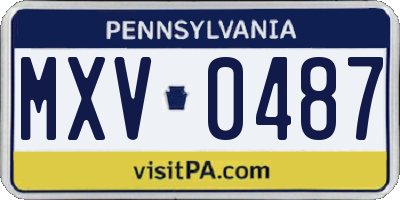 PA license plate MXV0487