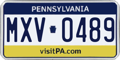PA license plate MXV0489