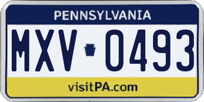PA license plate MXV0493