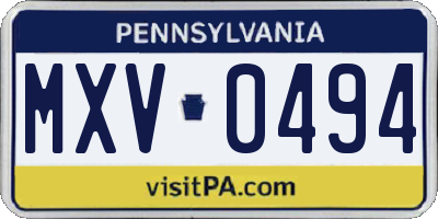 PA license plate MXV0494