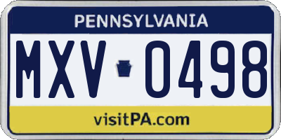 PA license plate MXV0498