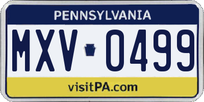 PA license plate MXV0499