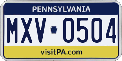 PA license plate MXV0504