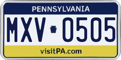 PA license plate MXV0505