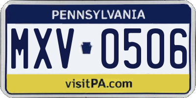 PA license plate MXV0506
