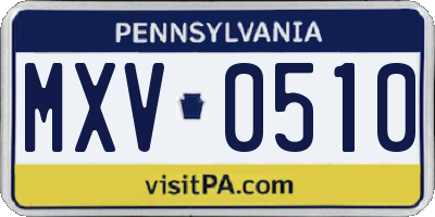 PA license plate MXV0510