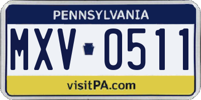 PA license plate MXV0511