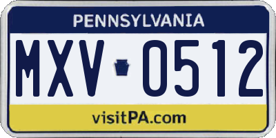 PA license plate MXV0512