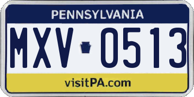 PA license plate MXV0513