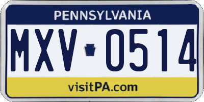 PA license plate MXV0514