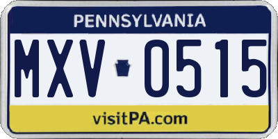 PA license plate MXV0515