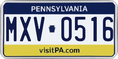 PA license plate MXV0516