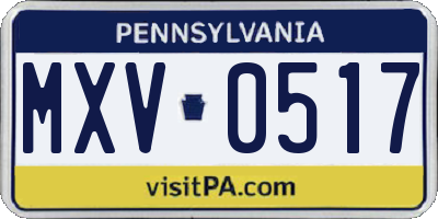 PA license plate MXV0517