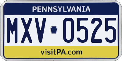 PA license plate MXV0525