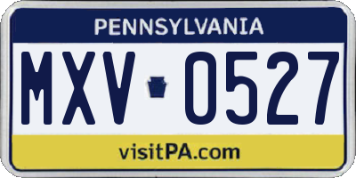 PA license plate MXV0527