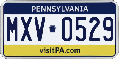 PA license plate MXV0529