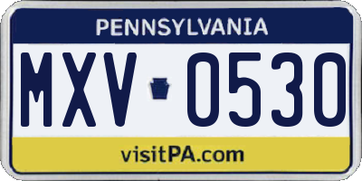 PA license plate MXV0530