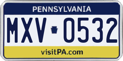 PA license plate MXV0532