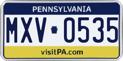 PA license plate MXV0535