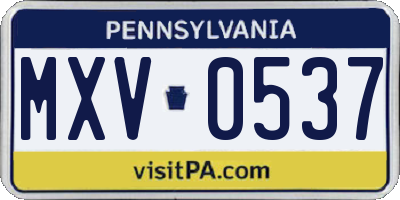 PA license plate MXV0537