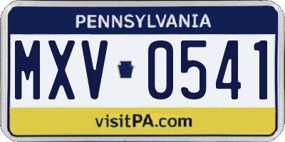 PA license plate MXV0541
